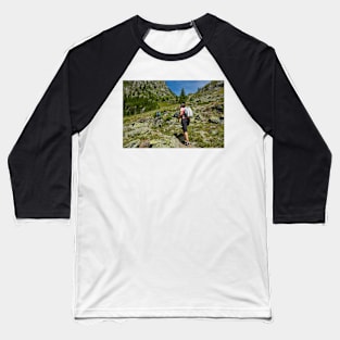 Group of hikers on a mountain trail Baseball T-Shirt